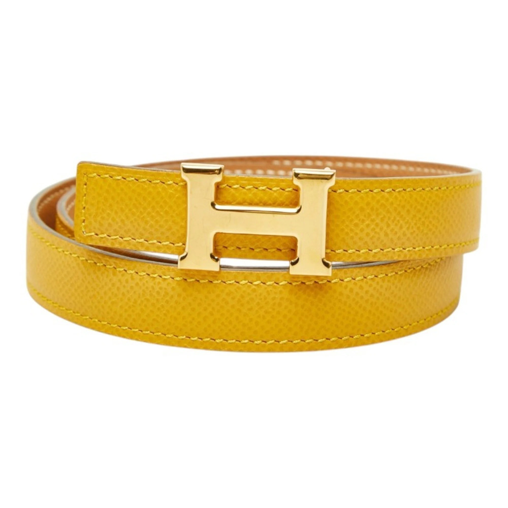 Hermes Constance H-belt, reversible belt, size 65, yellow/brown courchevel le...